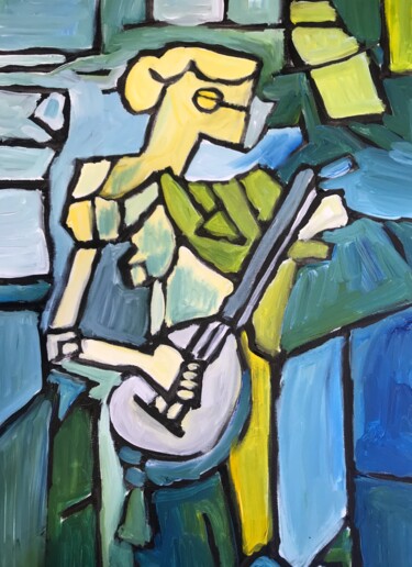 Schilderij van Edwin Boeckxstaens "Vrouw met mandoline"
